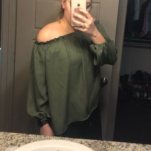 Green off the shoulder top